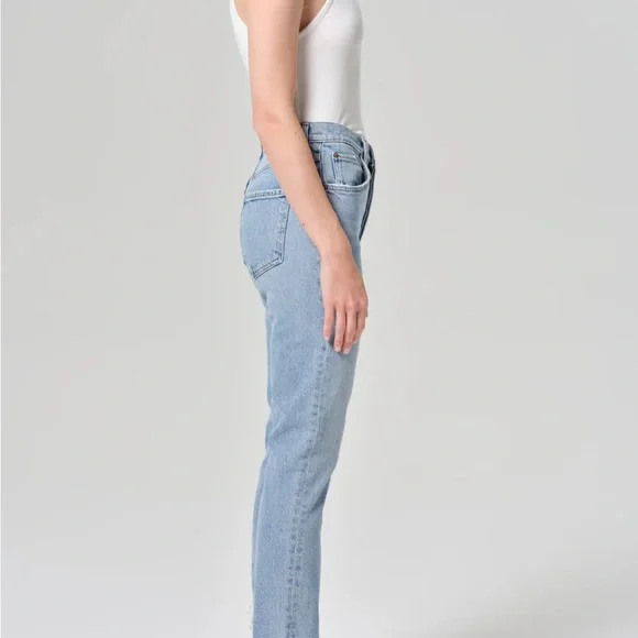 Agolde Blue Straight Leg Jeans Cropped Mid-Rise - Picture 2 of 8
